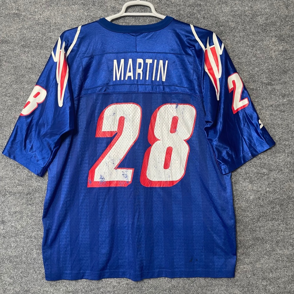 Vintage Starter NFL New England Patriots Curtis Martin 28 Jersey Blue Mens 52 XL